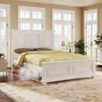 White King Size Traditional Pinewood Bed with Wooden Slats Support