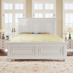 White King Size Traditional Pinewood Bed with Wooden Slats Support