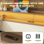 White Twin Size Upholstered Daybed with Trundle and LED