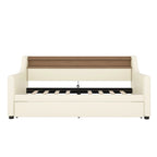 White Twin Size Upholstered Daybed with Trundle and LED
