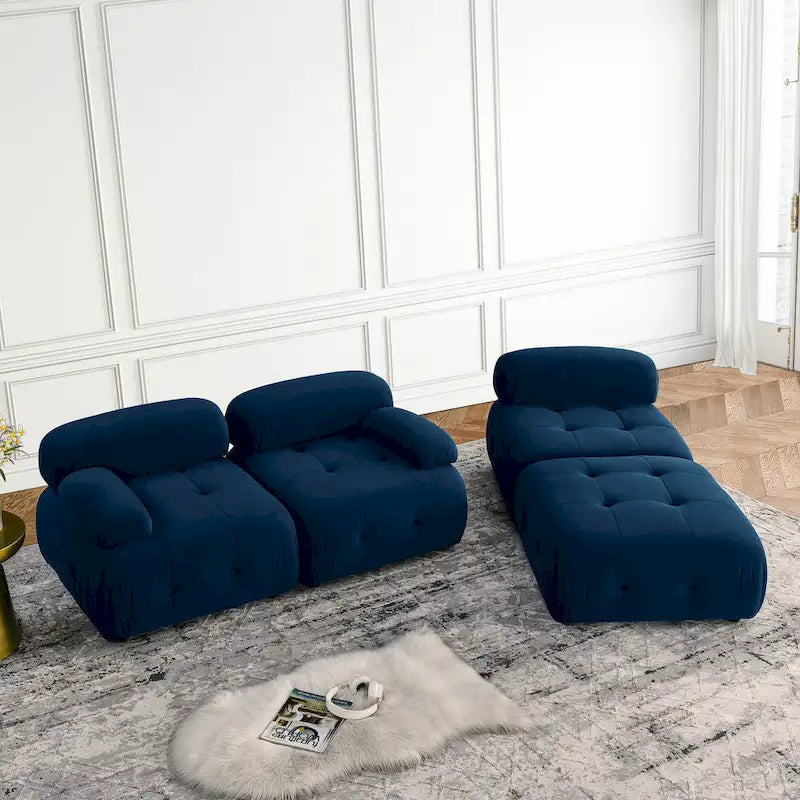 Blue 93 Modular L-Shaped 4-Seater Sofa with Reversible Ottoman
