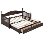 Twin Wooden Daybed with 2 Drawers & Trundle
