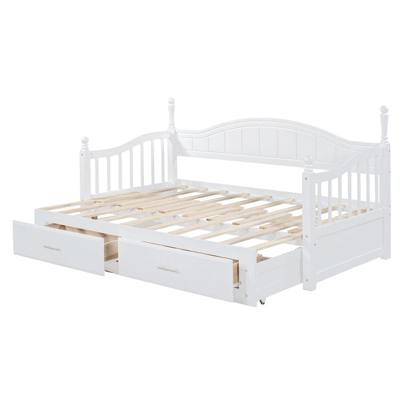 Twin Wooden Daybed with 2 Drawers & Trundle