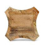 13 Boho Wooden Side Table with Handcrafted Wood Structure and Concave Design