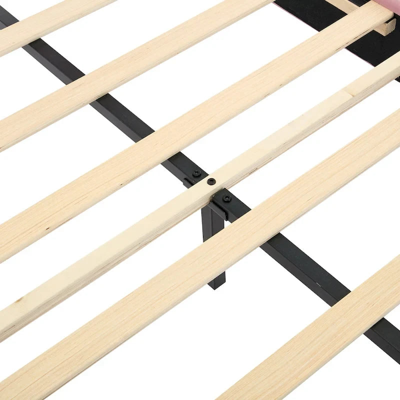 Grey Twin Velvet Bed with LED Lights & Tufted Headboard