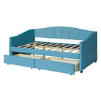 Twin Velvet Daybed with Drawers & Wood Slats