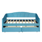 Twin Velvet Daybed with Drawers & Wood Slats