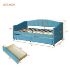 Twin Velvet Daybed with Drawers & Wood Slats