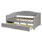 Twin Velvet Daybed with Drawers & Wood Slats