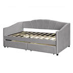 Twin Velvet Daybed with Drawers & Wood Slats