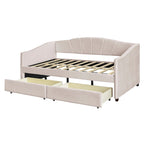 Twin Velvet Daybed with Drawers & Wood Slats