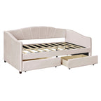 Twin Velvet Daybed with Drawers & Wood Slats