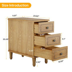 Wood End Table, Fully Assembled Narrow Side Table with 3 Drawers