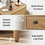 Wood End Table, Fully Assembled Narrow Side Table with 3 Drawers