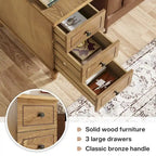 Wood End Table, Fully Assembled Narrow Side Table with 3 Drawers