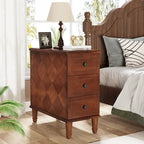 Wood End Table, Fully Assembled Narrow Side Table with 3 Drawers