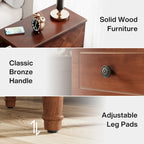 Wood End Table, Fully Assembled Narrow Side Table with 3 Drawers