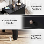 Wood End Table, Fully Assembled Narrow Side Table with 3 Drawers