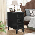 Wood End Table, Fully Assembled Narrow Side Table with 3 Drawers