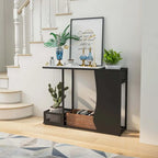 Costway 43.5 Console Table with Faux Marble Top & 2 Storage - See Details