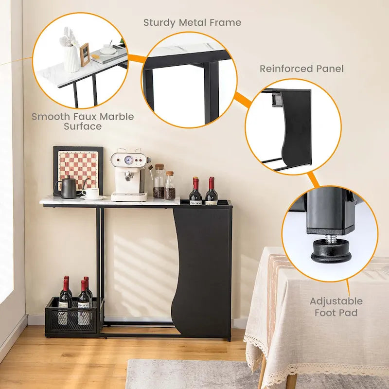 Costway 43.5 Console Table with Faux Marble Top & 2 Storage - See Details