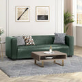 Green PU 3-Seater Sofa 80 Inch Tuxedo Design Contemporary Birch Wood Legs