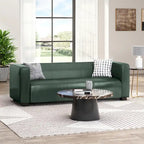 Green PU 3-Seater Sofa 80 Inch Tuxedo Design Contemporary Birch Wood Legs