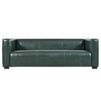 Green PU 3-Seater Sofa 80 Inch Tuxedo Design Contemporary Birch Wood Legs