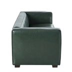 Green PU 3-Seater Sofa 80 Inch Tuxedo Design Contemporary Birch Wood Legs