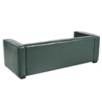Green PU 3-Seater Sofa 80 Inch Tuxedo Design Contemporary Birch Wood Legs