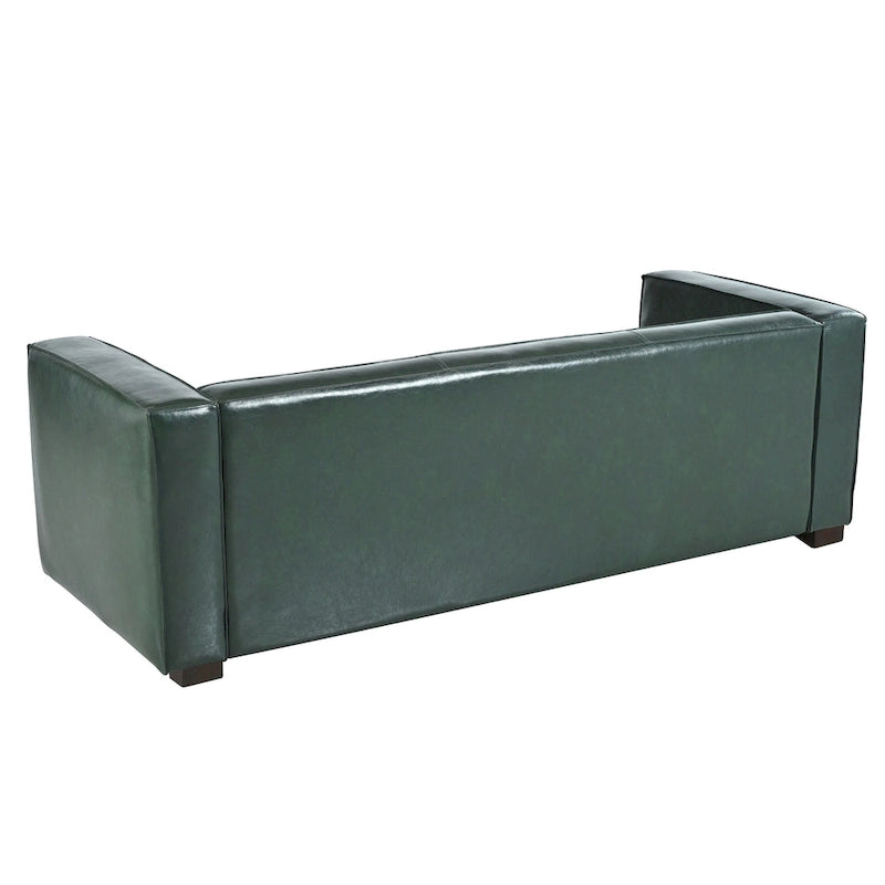 Green PU 3-Seater Sofa 80 Inch Tuxedo Design Contemporary Birch Wood Legs