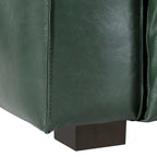 Green PU 3-Seater Sofa 80 Inch Tuxedo Design Contemporary Birch Wood Legs