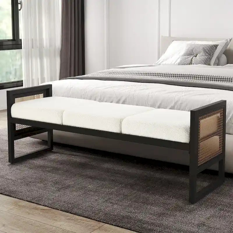 Fabric Upholstered Storage Bench for End of Bed, Entryway - 56.69L x 16.93W x 22.4H