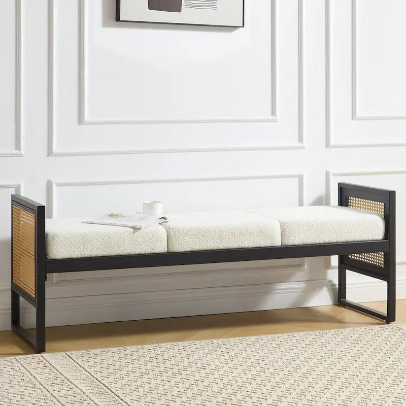 Fabric Upholstered Storage Bench for End of Bed, Entryway - 56.69L x 16.93W x 22.4H