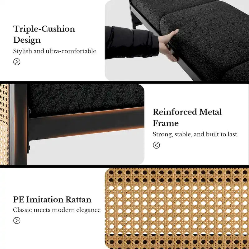 Fabric Upholstered Storage Bench for End of Bed, Entryway - 56.69L x 16.93W x 22.4H