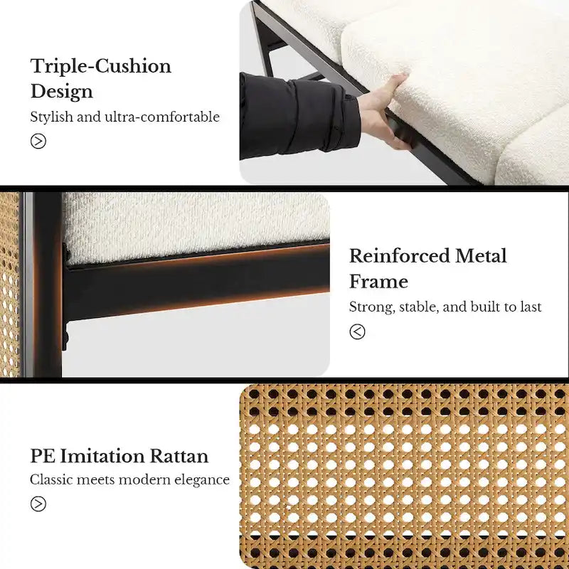 Fabric Upholstered Storage Bench for End of Bed, Entryway - 56.69L x 16.93W x 22.4H