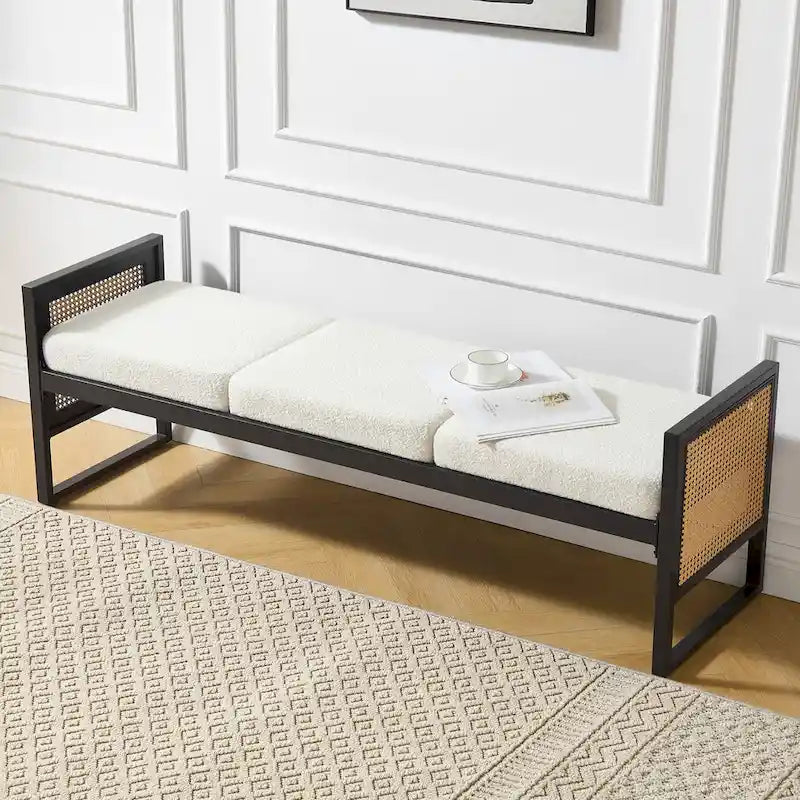 Fabric Upholstered Storage Bench for End of Bed, Entryway - 56.69L x 16.93W x 22.4H