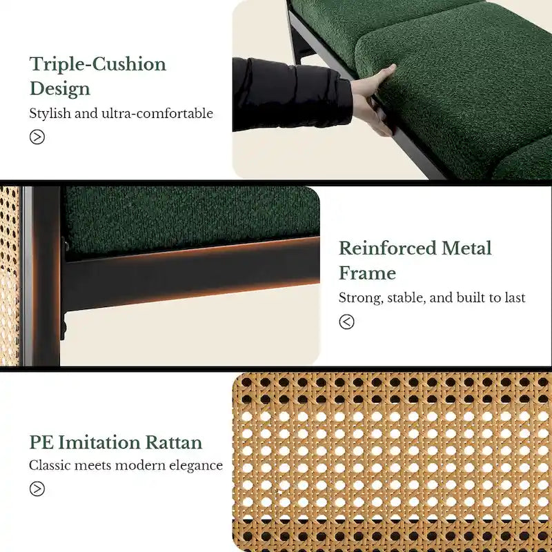 Fabric Upholstered Storage Bench for End of Bed, Entryway - 56.69L x 16.93W x 22.4H