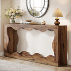 63-Inch Wood Console Table, Rectangular Entryway Table for Living Room, Rustic Brown
