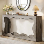 63-Inch Wood Console Table, Rectangular Entryway Table for Living Room, Rustic Brown