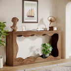 63-Inch Wood Console Table, Rectangular Entryway Table for Living Room, Rustic Brown