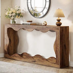 63-Inch Wood Console Table, Rectangular Entryway Table for Living Room, Rustic Brown