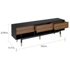 Uddvide Mid-Century Modern Black 71-inch 3-Shelf TV Console by Carson Carrington