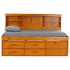 OS Home and Office Furniture Model , Solid Pine Twin Daybed with Six Drawers in Warm Honey