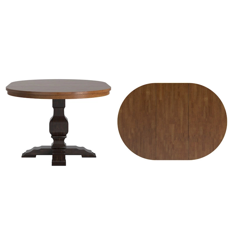Ronda Two-Tone Oval Solid Wood Top Extending Dining Table
