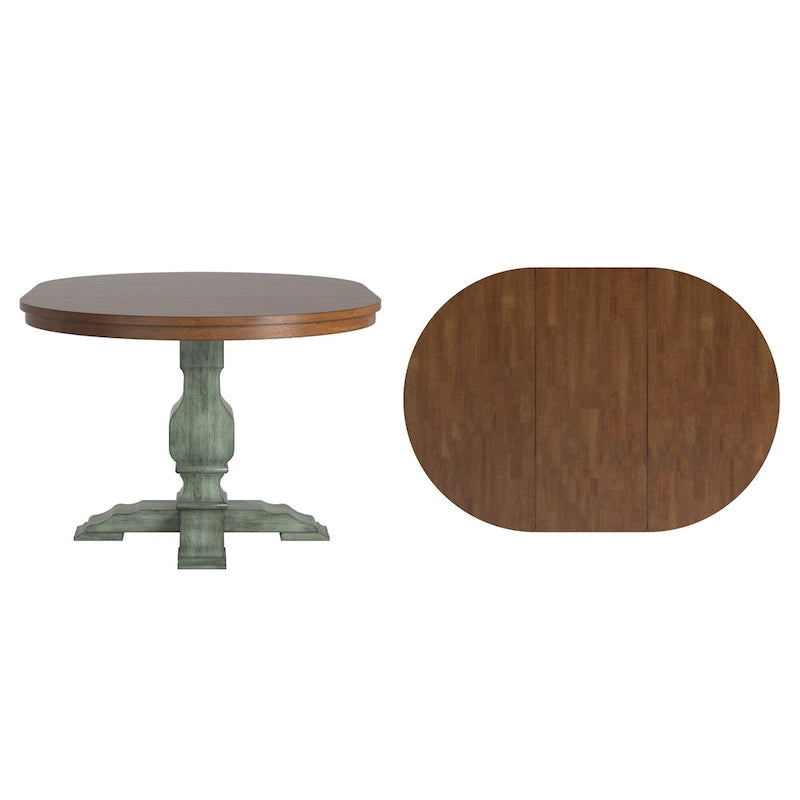 Ronda Two-Tone Oval Solid Wood Top Extending Dining Table