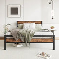 Full Size Black Metal and Rustic Wood Platform Bed