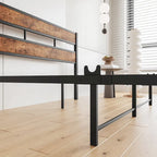 Full Size Black Metal and Rustic Wood Platform Bed