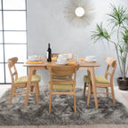 Idalia Fabric and Rubberwood 5-piece Wood Rectangular Dining Set by Christopher Knight Home