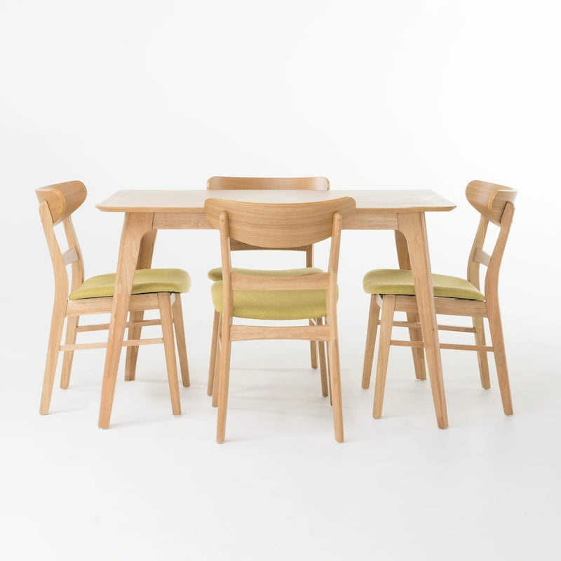 Idalia Fabric and Rubberwood 5-piece Wood Rectangular Dining Set by Christopher Knight Home